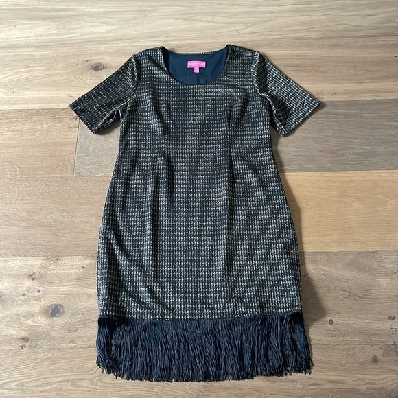 Isaac Mizrahi Live! Petite Always Isaac Lurex Fringe Hem Dress Size MP - Picture 2 of 12